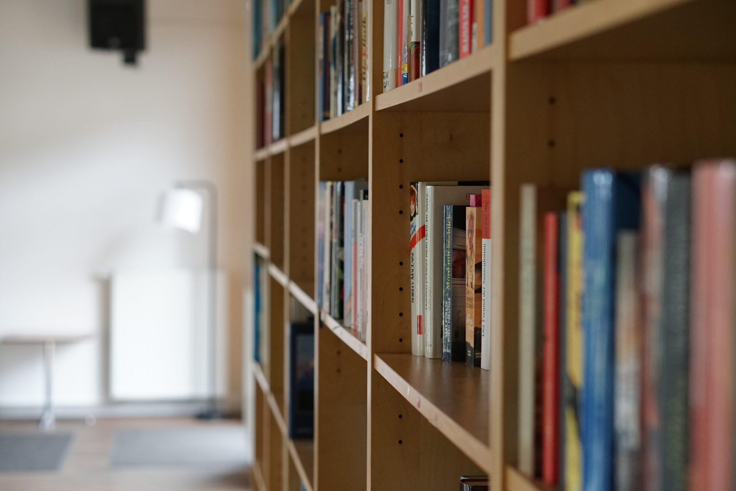 Das öffentliche Bücherregal im Bürgerhaus Neu Fahrland birgt viele Bücher.